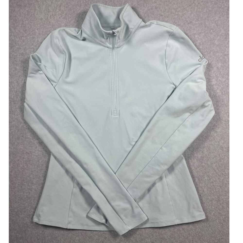 Alo Yoga Quarter Zip Pullover Women Small Light Blue Stretch Performance Top